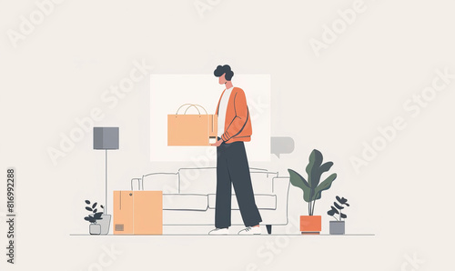 flat illustration of an online shopping experience