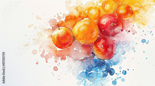 watercolor art of fresh fruits painting isolated on white background, spring cards , banners, portrait, wall painting, t shirt prints , can be framed 