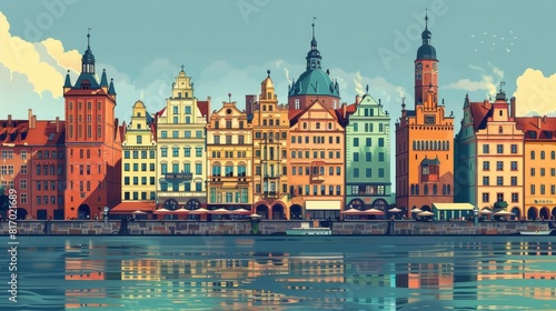 Illustration of Wrocław, Poland
