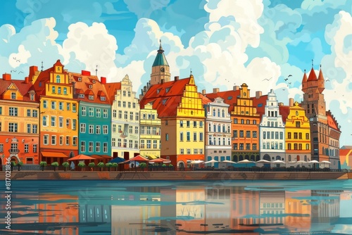 Illustration of Wrocław, Poland