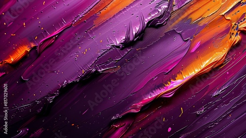 thick oil paint colors on canvas, colorful abstract painting, dark-purple, orange, diagonal brushstrokes, intricate details