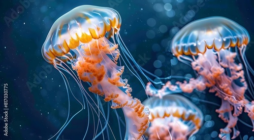 Otherworldly Jellyfish Glowing in Ethereal Underwater Scene