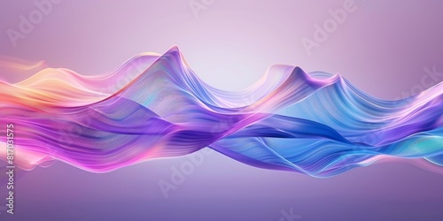 This is an image of a flowing, ribbon-like shape that is mostly blue and purple, with some yellow and pink. The background is dark purple.