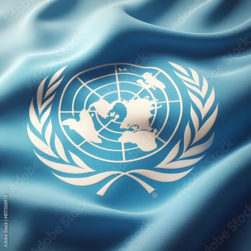 United Nations flag background, realistic, ripples 