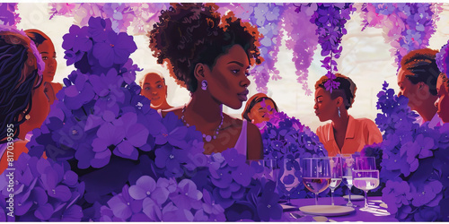Ravishing Radiant Royalty: A Multicultural Gathering Amidst Bold Purple Blooms
