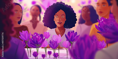 Ravishing Radiant Royalty: A Multicultural Gathering Amidst Bold Purple Blooms