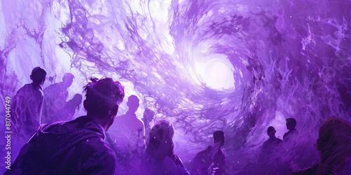 Purple Haze: A swirling mists of purple, embodying the mysticism of rebellion, envelops a group of people, uniting them in their shared quest for change.