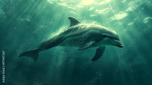dolphin swims in the sea