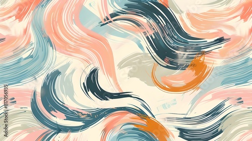 Seamless Vector Pattern with Wavy and Swirled Brush Strokes