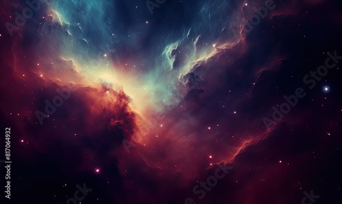 Colorful Nebula in Space Abstract Background. Beautiful Galaxies and Stars in Outer Space