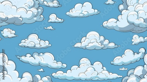 Collection of many cartoon clouds.