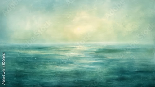 Tranquil seascape with mist and sunlight background