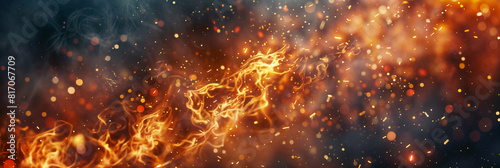 A blurred depiction of flames dancing alongside swirling water, creating a dynamic contrast of elements. Background for banner, flyer, advertising