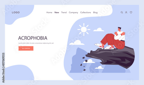 Phobia web banner or landing page. Human's irrational inner fears