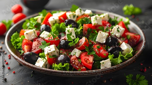  Fresh Greek Salad with Spicy Feta and Meaty Olives