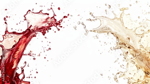 Red and white wine splash with copy space