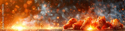 Panorama photo of a chicken wings