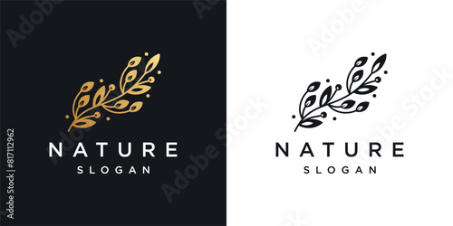 Simple elegant nature leaf logo template icon design