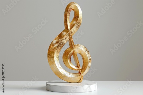 gold music note award on white background
