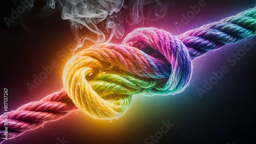 Vibrant Multi-Colored Knotted Rope With Smok