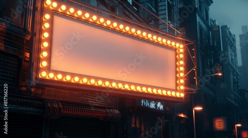 empty billboard glowing in the night, on broadway