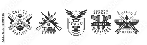 Outlaw and Criminal Street Warrior Emblems Vector Set