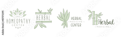 Homeopathy and Holistic Herbal Treatment Logo Vector Set