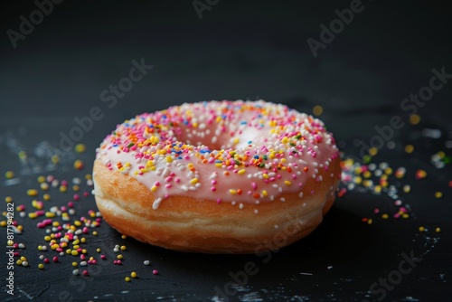 Delightful donut pleasures on dark inky background