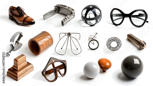 Different vantage points of objects isolated on white, highlighting the intriguing visual effects of perspective exploration.