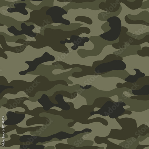 Army camouflage background pattern texture, seamless khaki print, woodland modern pattern
