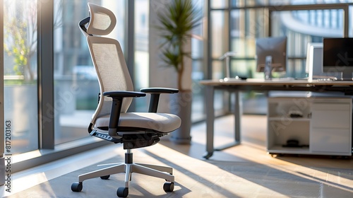 A comfortable ergonomic chair with adjustable armrests and lumbar support.