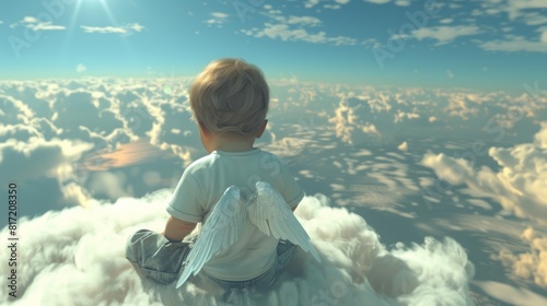 baby angel sitting on a cloud.