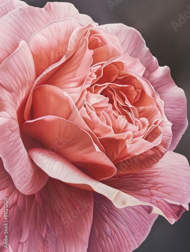 Close-up flor rosa con grandes pistilos.