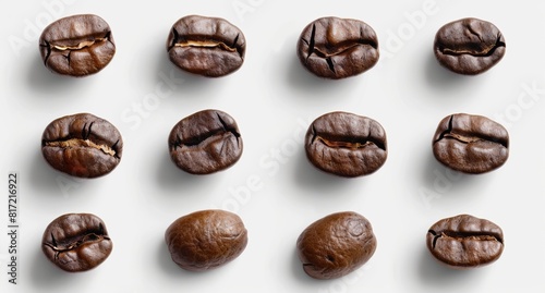 coffee beans isolated on white background set