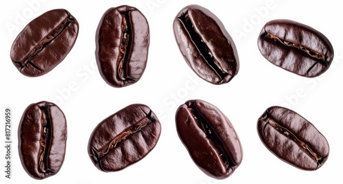 coffee beans isolated on white background set