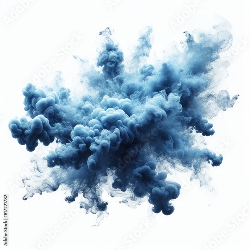 Blue smoke isolated on a white background 