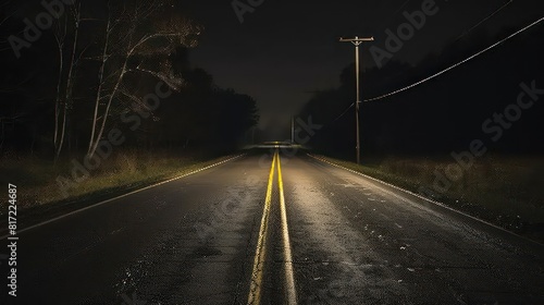 country road at night, feels endless and lonely