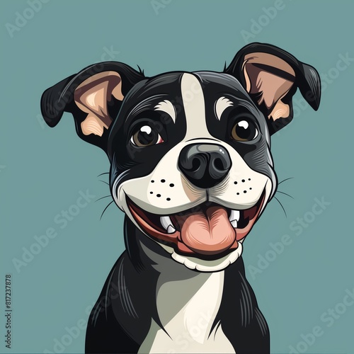 Illustration dog smiling, Сartoon style Bulldog breed. Puppy character print for clothing, merchandise.