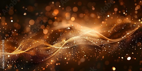 Shimmering Glow and Sparkling Flares: Golden Glitter Particles Background. Concept Golden Glitter, Sparkling Flares, Shimmering Glow, Glitter Particles, Golden Background