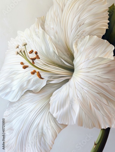 Close-up flor blanca con grandes pistilos