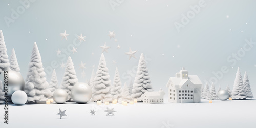 Christmas card template. Happy New year backdrop. Beautiful gift box.
