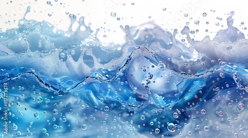 Vector illustration portraying underwater air bubbles fizzing and streaming on a white background, resembling effervescent drink bubbles in water or a sea aquarium.