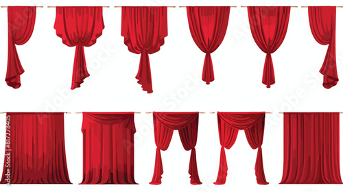 Set of red velvet curtains for theatre stage openin