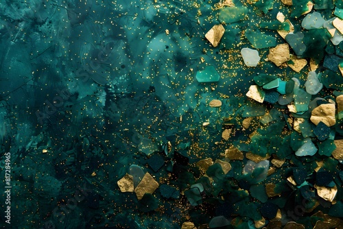 Shimmering emerald and gold create a festive abstract masterpiece, perfect for a vibrant background.