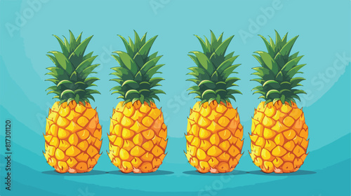 Stylish pineapples on color background 2d flat cart