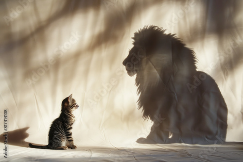 Small Cat Opposite Shadow of Big Lion Dream