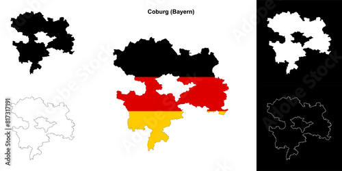 Coburg (Bayern) blank outline map set