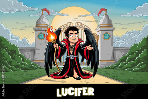 Archangel Lucifer Cartoon Character Vector Illustration