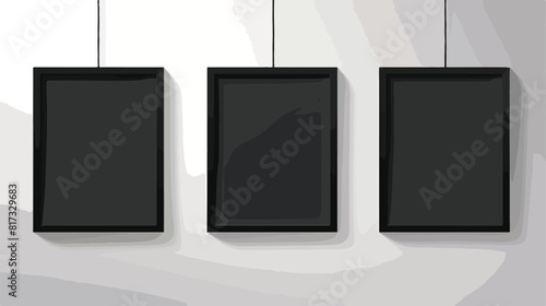 Three photo or picture frames hanging vertically on