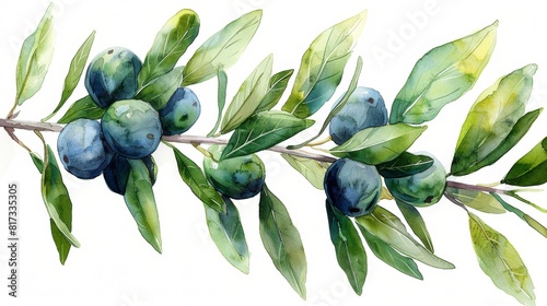 Olive watercolor illustration with hand drawing underwater elements. Artistic modern marine design element ideal for greeting cards, printing, and other design work.